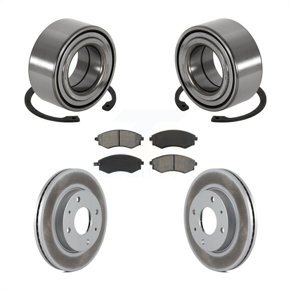 Front Wheel Bearing With Coated Disc Brake Rotors And Semi-Metallic Pads Kit For Hyundai Sonata Kia Optima Magentis KBB-101690