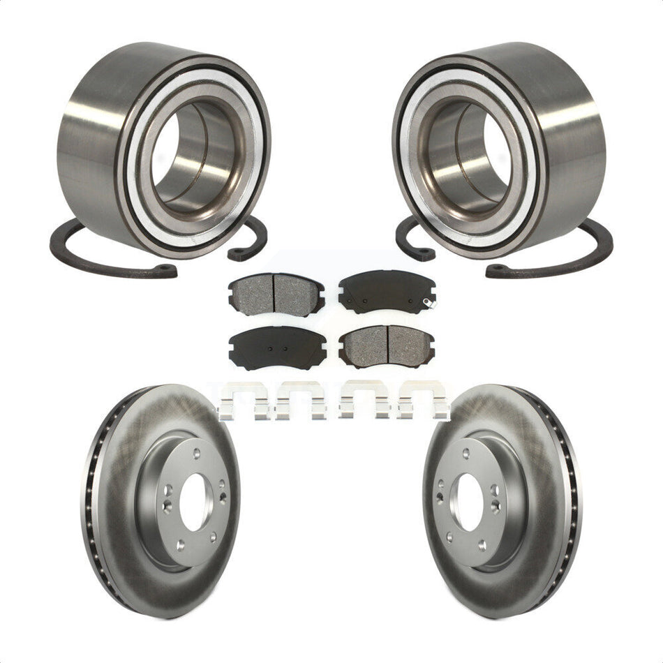 Front Wheel Bearing With Coated Disc Brake Rotors And Semi-Metallic Pads Kit For Hyundai Tiburon KBB-101693
