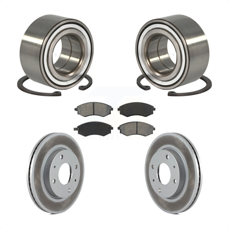 Front Wheel Bearing With Coated Disc Brake Rotors And Semi-Metallic Pads Kit For Hyundai Elantra KBB-101694