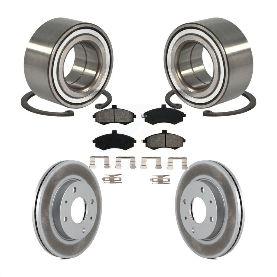 Front Wheel Bearing With Coated Disc Brake Rotors And Semi-Metallic Pads Kit For Hyundai Elantra KBB-101695