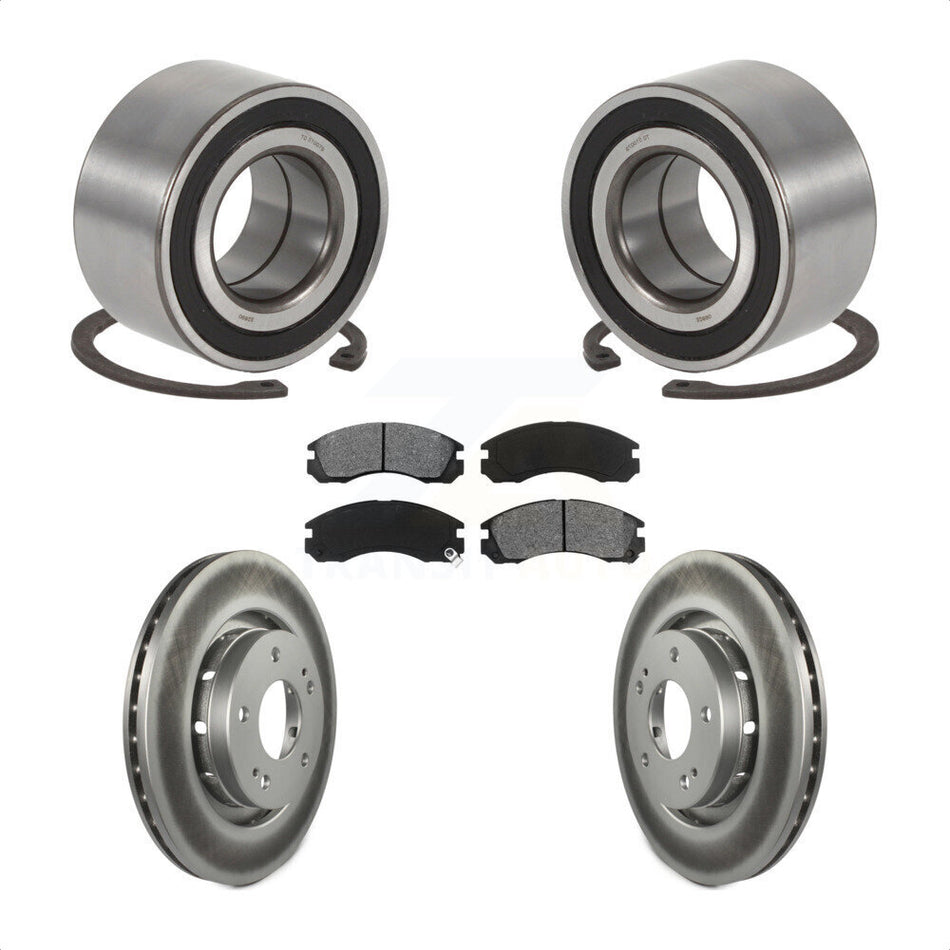 Front Wheel Bearing With Coated Disc Brake Rotors And Semi-Metallic Pads Kit For 2005-2006 Mitsubishi Outlander KBB-101700