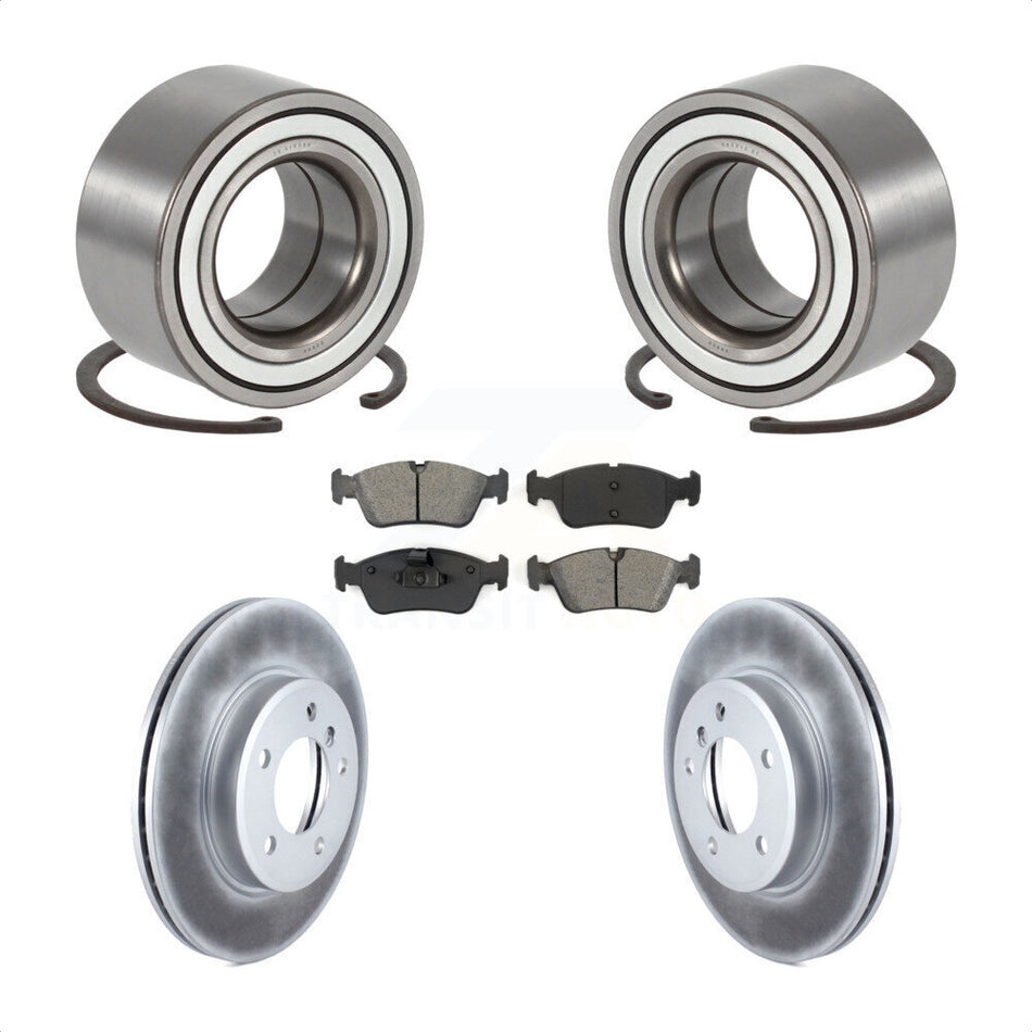 Front Wheel Bearing With Coated Disc Brake Rotors And Semi-Metallic Pads Kit For 2001-2005 BMW 325i 325xi KBB-101701