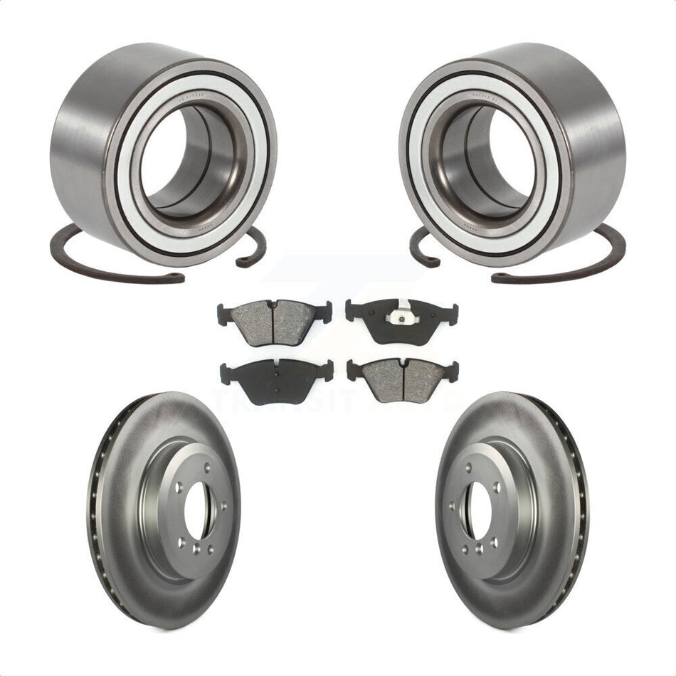 Front Wheel Bearing With Coated Disc Brake Rotors And Semi-Metallic Pads Kit For 2001-2005 BMW 330xi KBB-101703