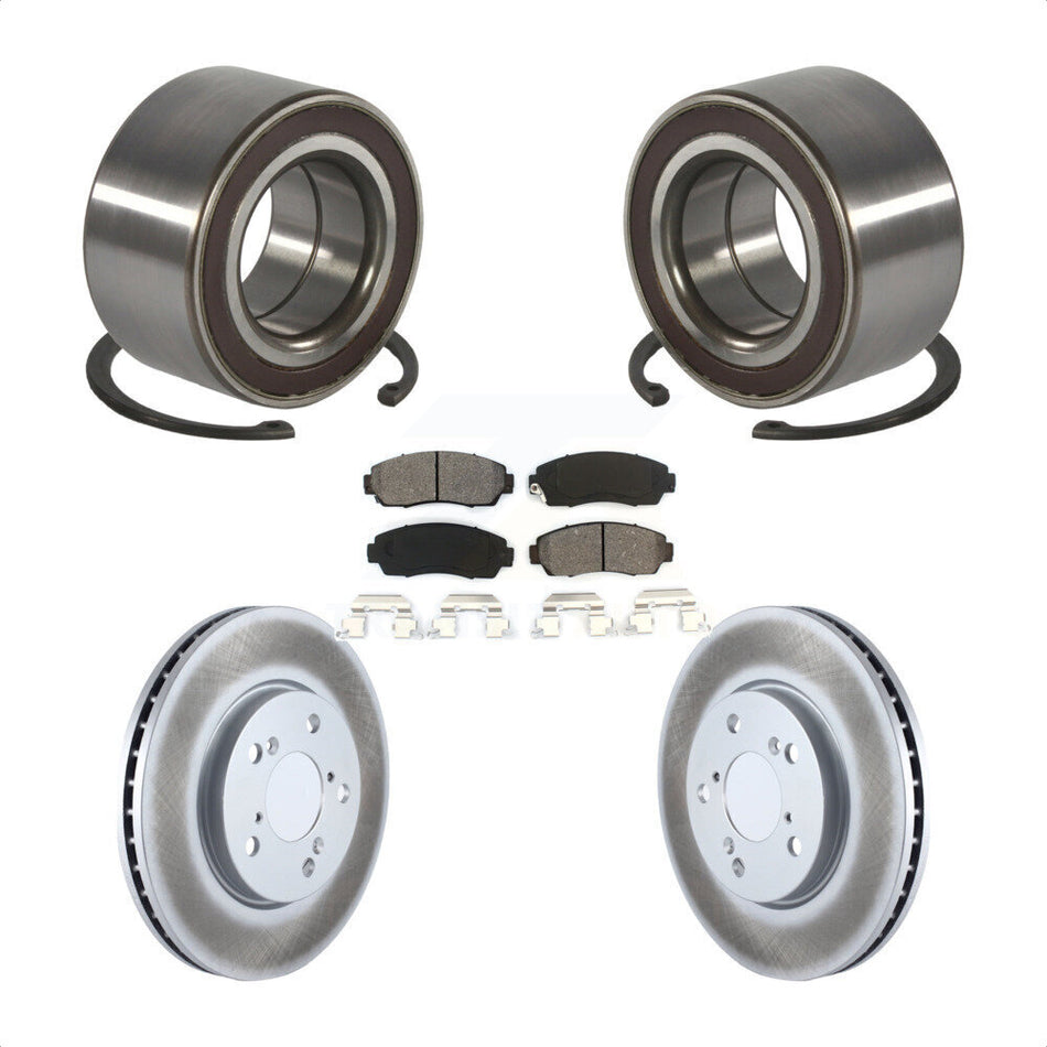 Front Wheel Bearing With Coated Disc Brake Rotors And Semi-Metallic Pads Kit For 2005-2010 Honda Odyssey KBB-101720