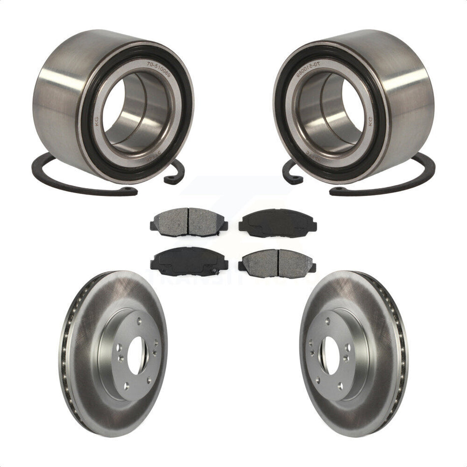 Front Wheel Bearing With Coated Disc Brake Rotors And Semi-Metallic Pads Kit For 2014-2015 Honda Civic Touring KBB-101723