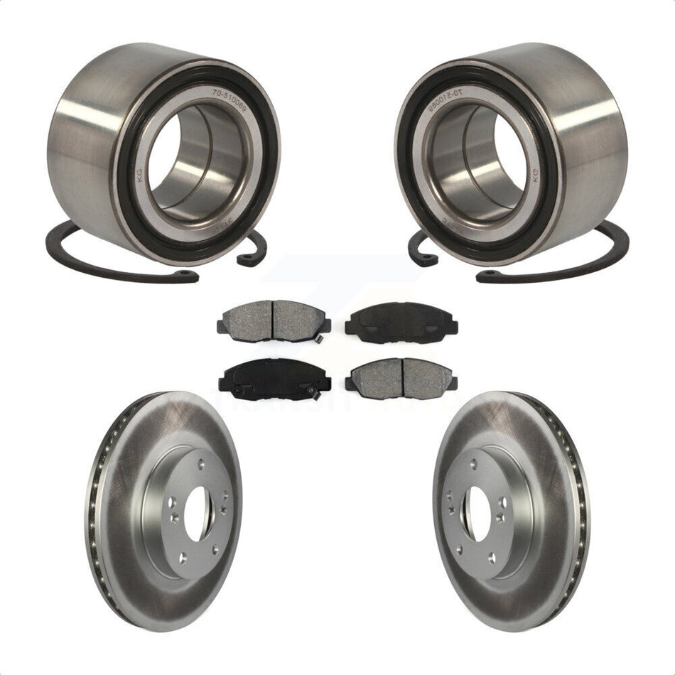 Front Wheel Bearing With Coated Disc Brake Rotors And Semi-Metallic Pads Kit For 2011 Honda Civic GX KBB-101724