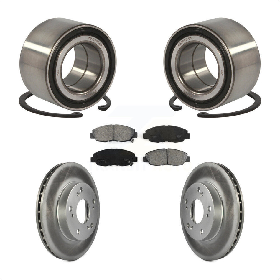 Front Wheel Bearing With Coated Disc Brake Rotors And Semi-Metallic Pads Kit For Honda Civic KBB-101728