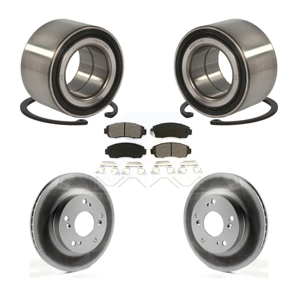 Front Wheel Bearing With Coated Disc Brake Rotors And Semi-Metallic Pads Kit For 2015 Honda Civic LX SE with Manual transmission KBB-101730