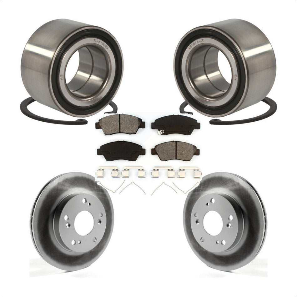 Front Wheel Bearing With Coated Disc Brake Rotors And Semi-Metallic Pads Kit For Honda Civic Acura ILX KBB-101733