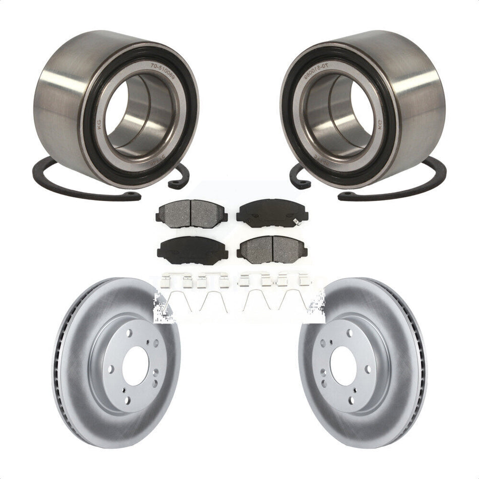 Front Wheel Bearing With Coated Disc Brake Rotors And Semi-Metallic Pads Kit For Honda Civic KBB-101736
