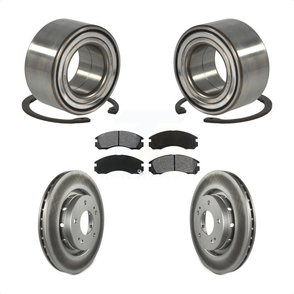 Front Wheel Bearing With Coated Disc Brake Rotors And Semi-Metallic Pads Kit For 2009 Mitsubishi Lancer Ralliart with AWD To 03 09 KBB-101741