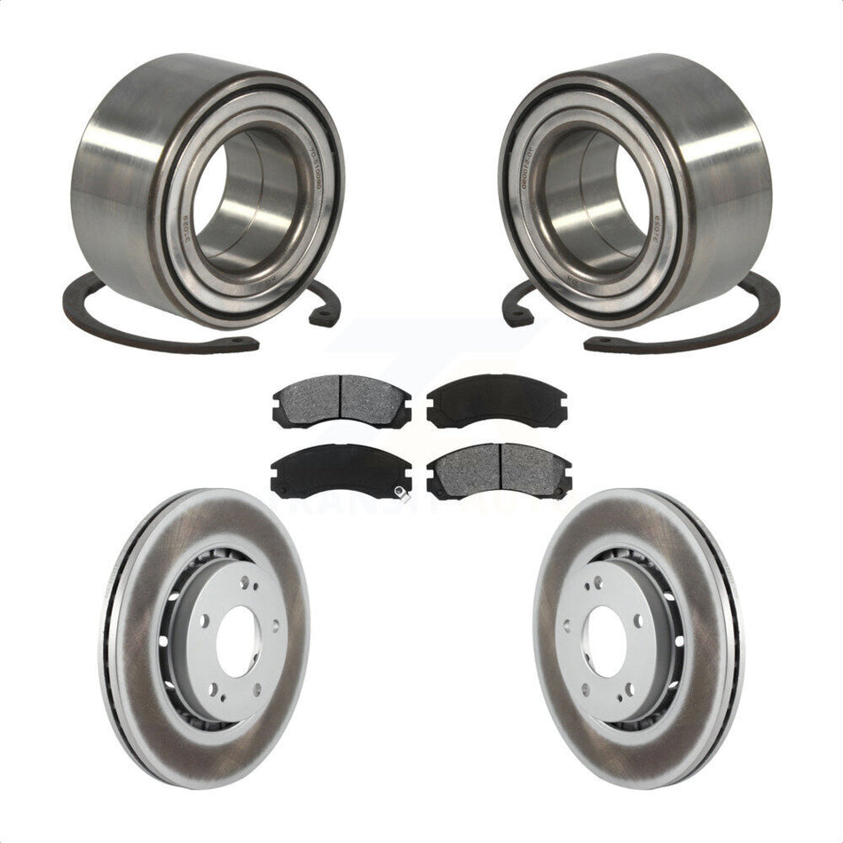 Front Wheel Bearing With Coated Disc Brake Rotors And Semi-Metallic Pads Kit For 2009 Mitsubishi Lancer Ralliart with AWD From 04 09 KBB-101742
