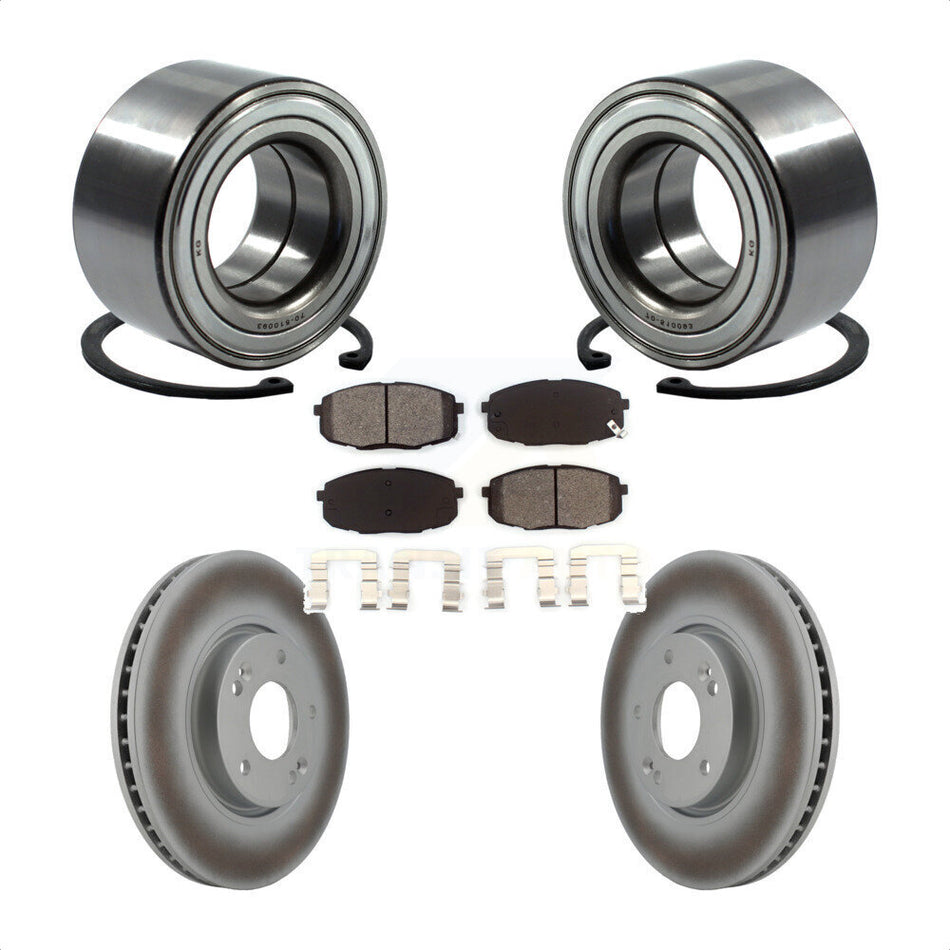Front Wheel Bearing With Coated Disc Brake Rotors And Semi-Metallic Pads Kit For Kia Forte Koup Forte5 KBB-101750