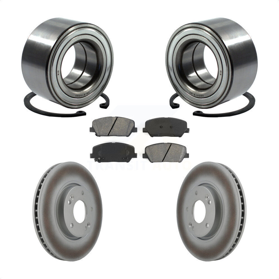 Front Wheel Bearing With Coated Disc Brake Rotors And Semi-Metallic Pads Kit For Hyundai Veloster Kia Forte Koup KBB-101751