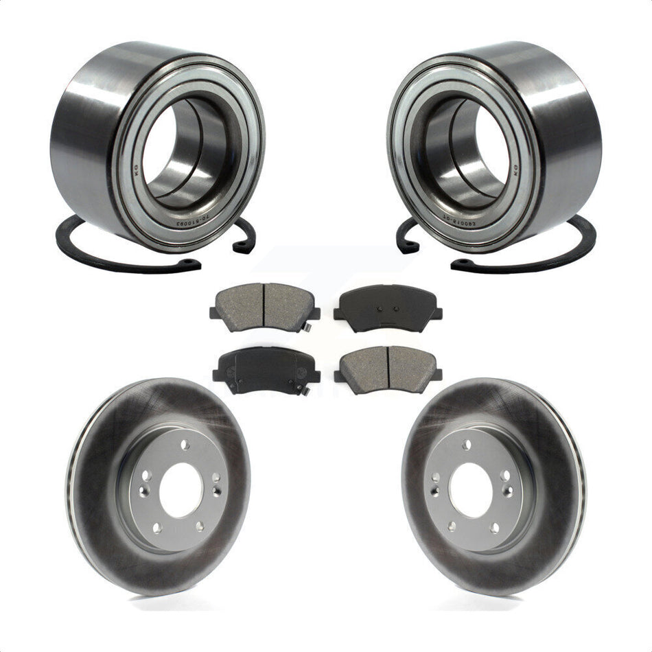 Front Wheel Bearing With Coated Disc Brake Rotors And Semi-Metallic Pads Kit For Hyundai Elantra Kia Forte Veloster GT Forte5 Coupe Koup KBB-101760