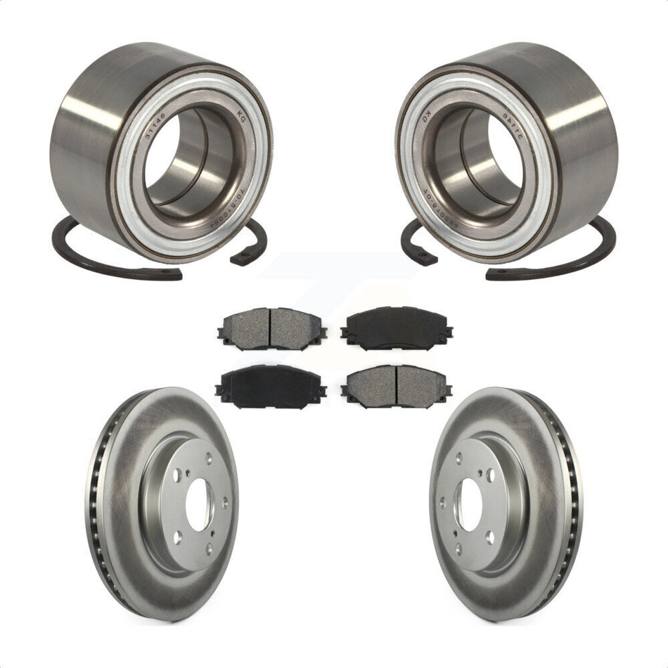 Front Wheel Bearing With Coated Disc Brake Rotors And Semi-Metallic Pads Kit For 2017-2018 Toyota Prius V KBB-101765