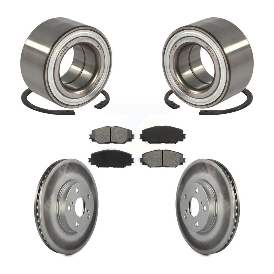 Front Wheel Bearing With Coated Disc Brake Rotors And Semi-Metallic Pads Kit For 2008-2014 Scion xD KBB-101766