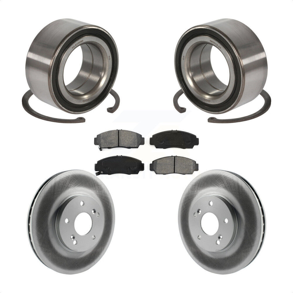 Front Wheel Bearing With Coated Disc Brake Rotors And Semi-Metallic Pads Kit For Honda Accord Acura TSX KBB-101769