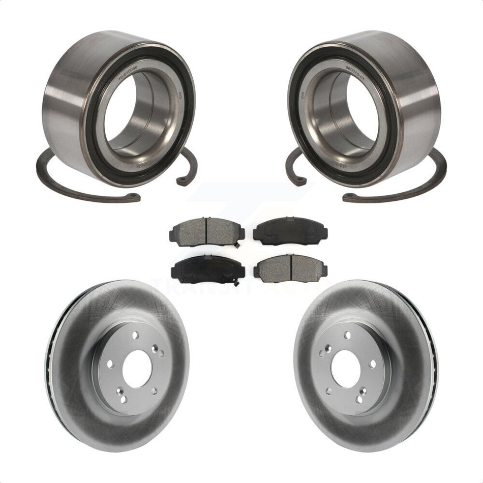 Front Wheel Bearing With Coated Disc Brake Rotors And Semi-Metallic Pads Kit For Honda Accord Acura TSX KBB-101770
