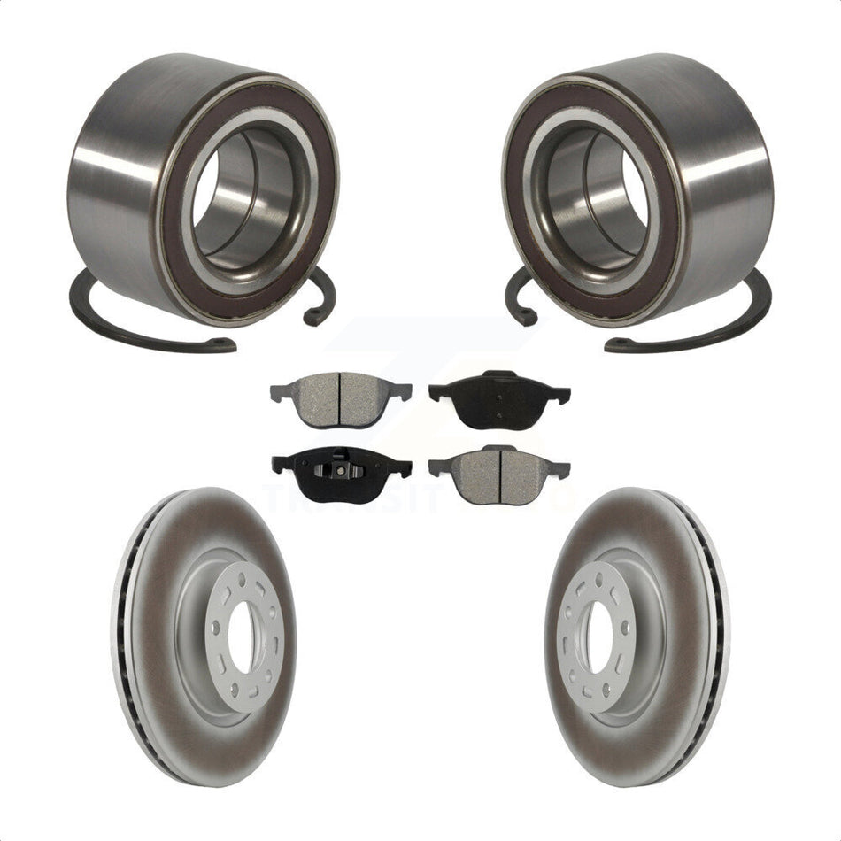 Front Wheel Bearing With Coated Disc Brake Rotors And Semi-Metallic Pads Kit For Mazda 3 5 Sport KBB-101774