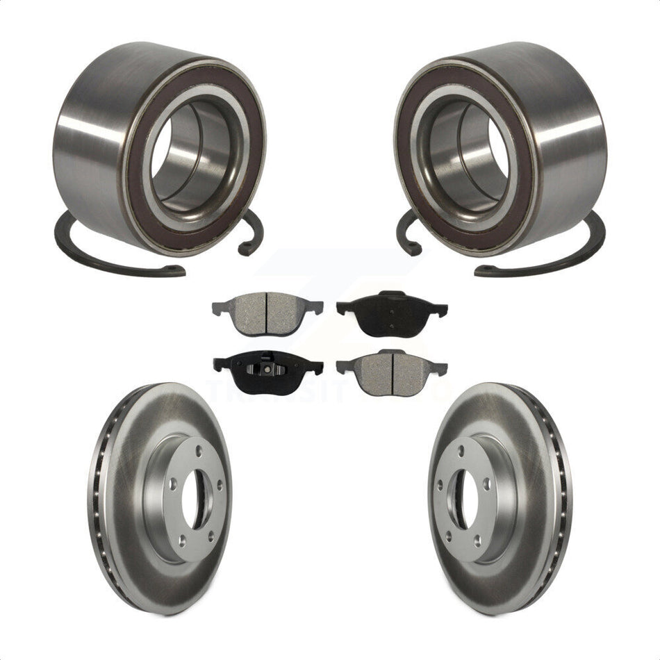 Front Wheel Bearing With Coated Disc Brake Rotors And Semi-Metallic Pads Kit For Mazda 3 Sport KBB-101775