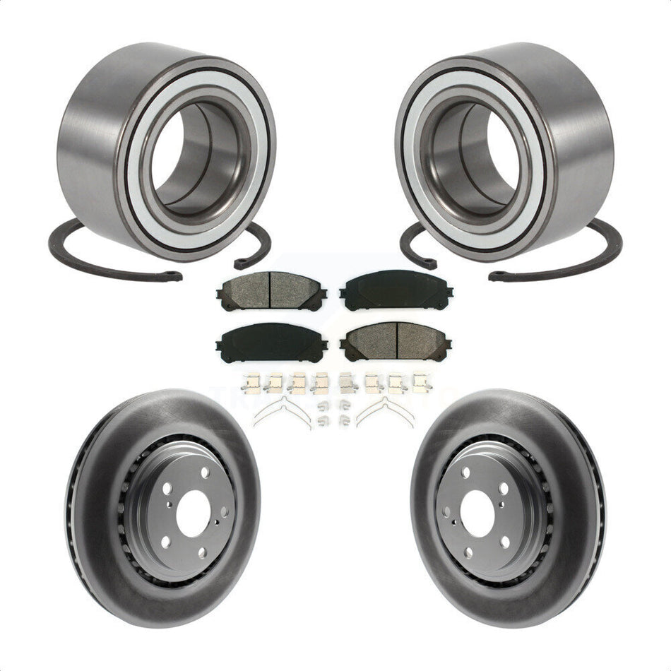Front Wheel Bearing With Coated Disc Brake Rotors And Semi-Metallic Pads Kit For Toyota Highlander Sienna Lexus RX350 RX450h KBB-101780