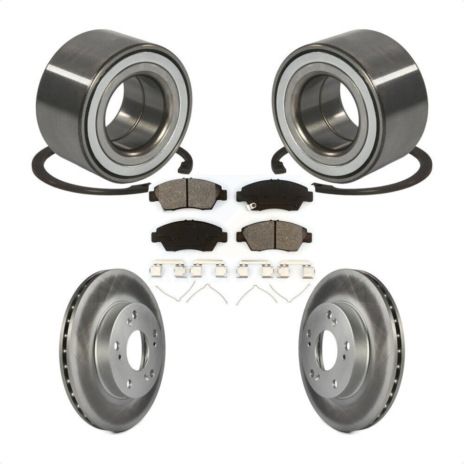 Front Wheel Bearing With Coated Disc Brake Rotors And Semi-Metallic Pads Kit For 2011-2015 Honda CR-Z KBB-101787