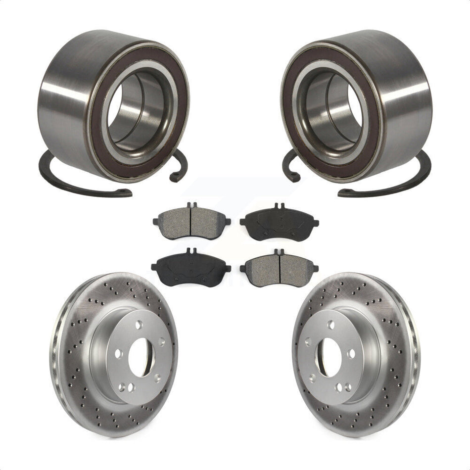 Front Wheel Bearing With Coated Disc Brake Rotors And Semi-Metallic Pads Kit For Mercedes-Benz C300 KBB-101793
