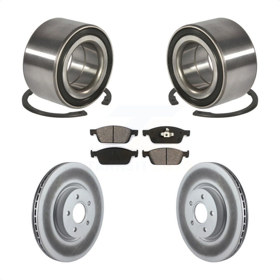 Front Wheel Bearing With Coated Disc Brake Rotors And Semi-Metallic Pads Kit For Ford Escape Connect Lincoln MKC KBB-101798