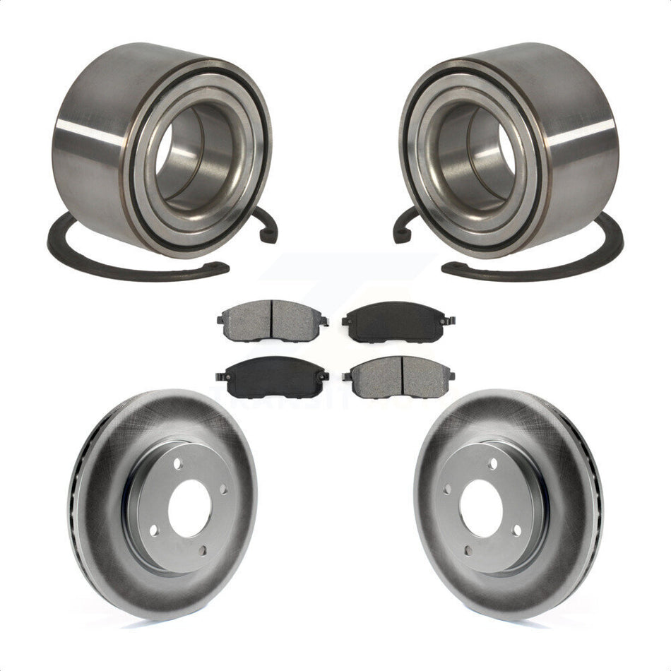 Front Wheel Bearing With Coated Disc Brake Rotors And Semi-Metallic Pads Kit For 2010-2011 Nissan Versa 1.8L KBB-101806