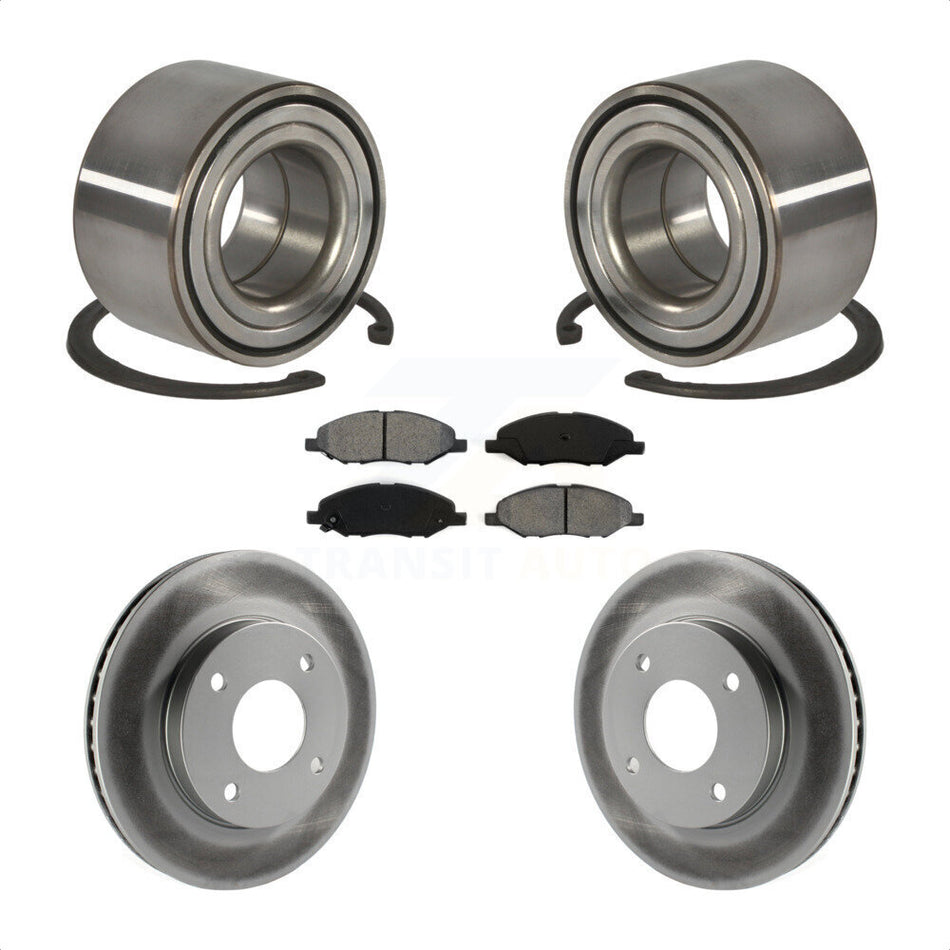 Front Wheel Bearing With Coated Disc Brake Rotors And Semi-Metallic Pads Kit For 2010-2011 Nissan Versa 1.6L KBB-101807