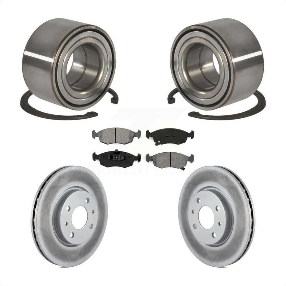 Front Wheel Bearing With Coated Disc Brake Rotors And Semi-Metallic Pads Kit For Fiat 500 KBB-101808