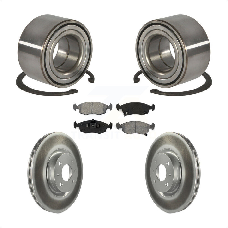 Front Wheel Bearing With Coated Disc Brake Rotors And Semi-Metallic Pads Kit For Fiat 500 KBB-101810