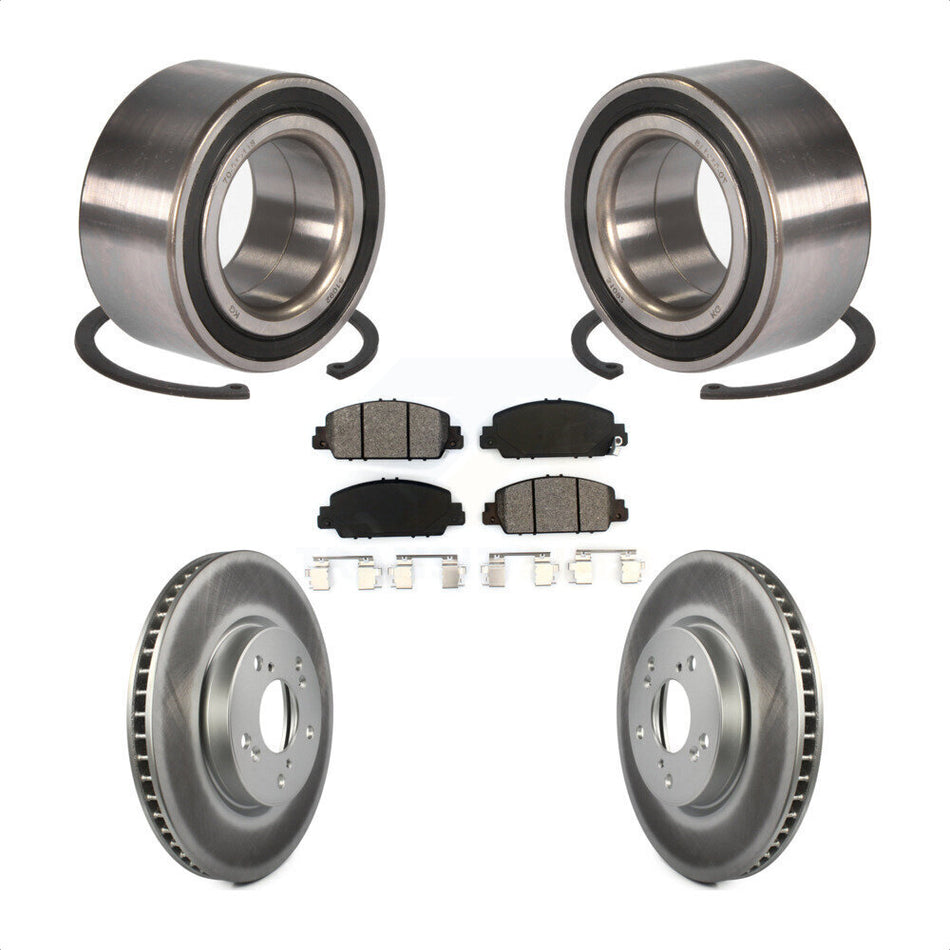 Front Wheel Bearing With Coated Disc Brake Rotors And Semi-Metallic Pads Kit For Honda Accord KBB-101823