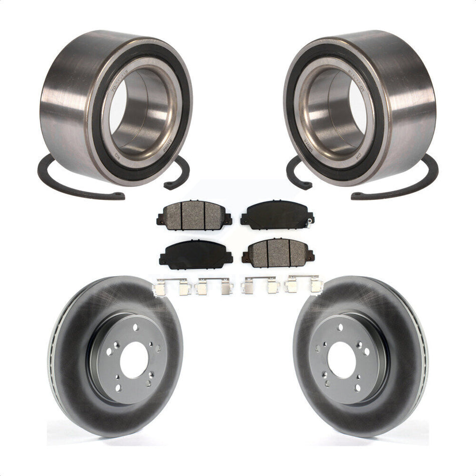 Front Wheel Bearing With Coated Disc Brake Rotors And Semi-Metallic Pads Kit For Honda Accord KBB-101824