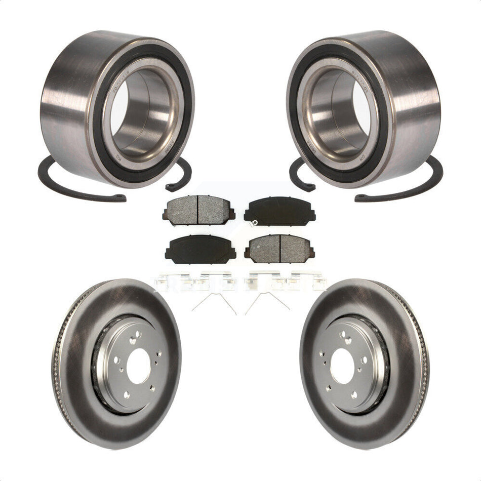 Front Wheel Bearing With Coated Disc Brake Rotors And Semi-Metallic Pads Kit For Honda Accord KBB-101827