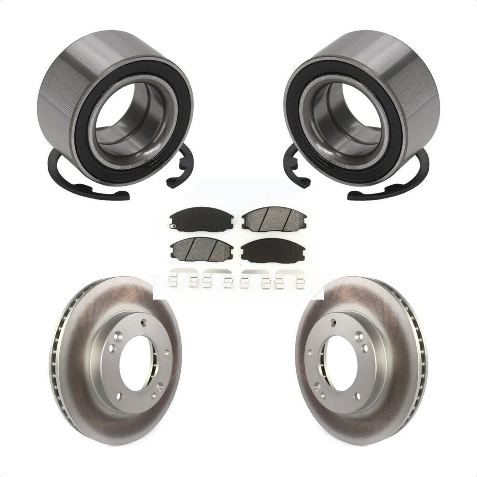 Front Wheel Bearing With Coated Disc Brake Rotors And Semi-Metallic Pads Kit For 2003-2006 Kia Sorento KBB-101839