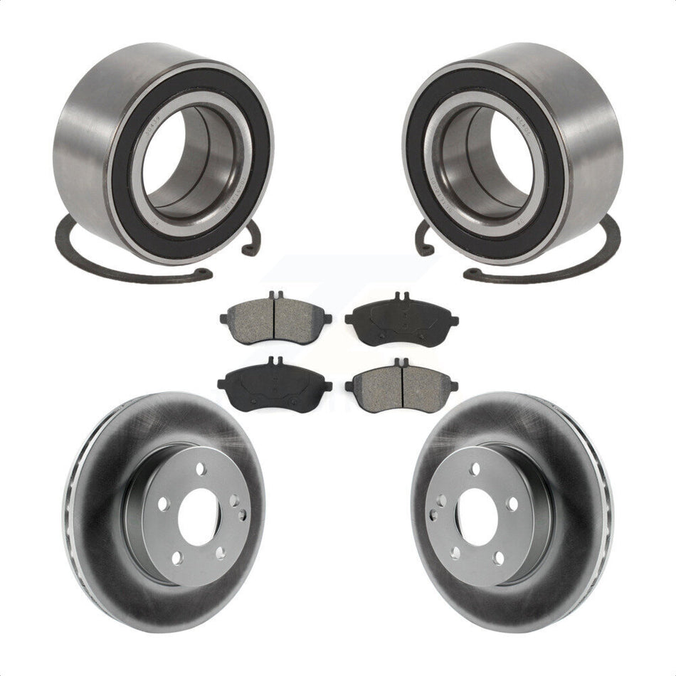 Front Wheel Bearing With Coated Disc Brake Rotors And Semi-Metallic Pads Kit For 2010-2010 Mercedes-Benz C300 C250 AWD KBB-101842