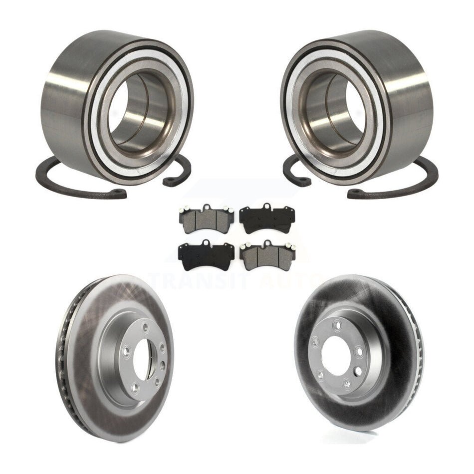 Front Wheel Bearing With Coated Disc Brake Rotors And Semi-Metallic Pads Kit For Audi Q7 Porsche Cayenne Volkswagen Touareg KBB-101848