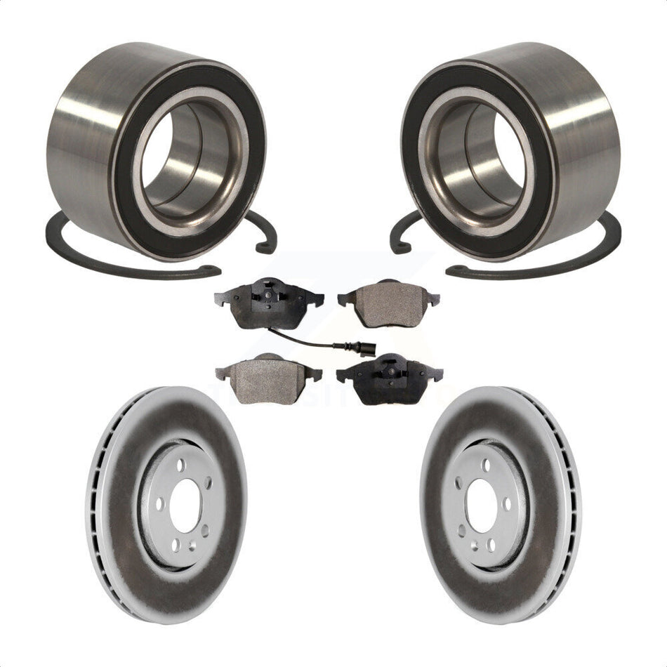 Front Wheel Bearing With Coated Disc Brake Rotors And Ceramic Pads Kit For 1999 Volkswagen Golf 2.8L 72mm Outer Diameter KBB-101849