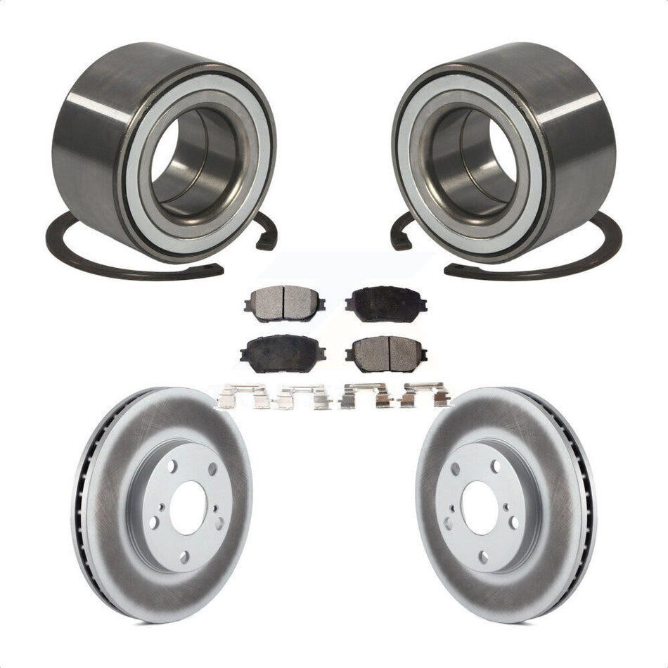 Front Wheel Bearing With Coated Disc Brake Rotors And Ceramic Pads Kit For 2002-2003 Toyota Camry 275mm Diameter Rotor KBB-101852