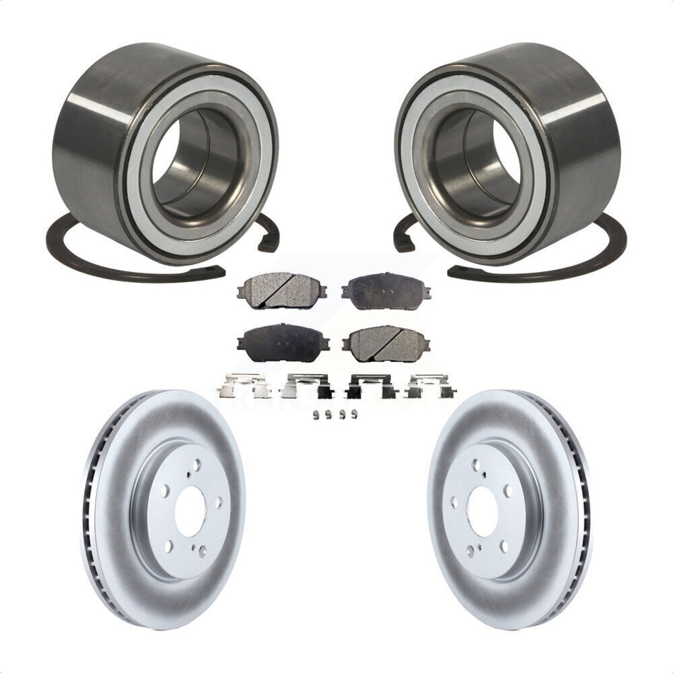 Front Wheel Bearing With Coated Disc Brake Rotors And Ceramic Pads Kit For 2002-2003 Lexus ES300 KBB-101856