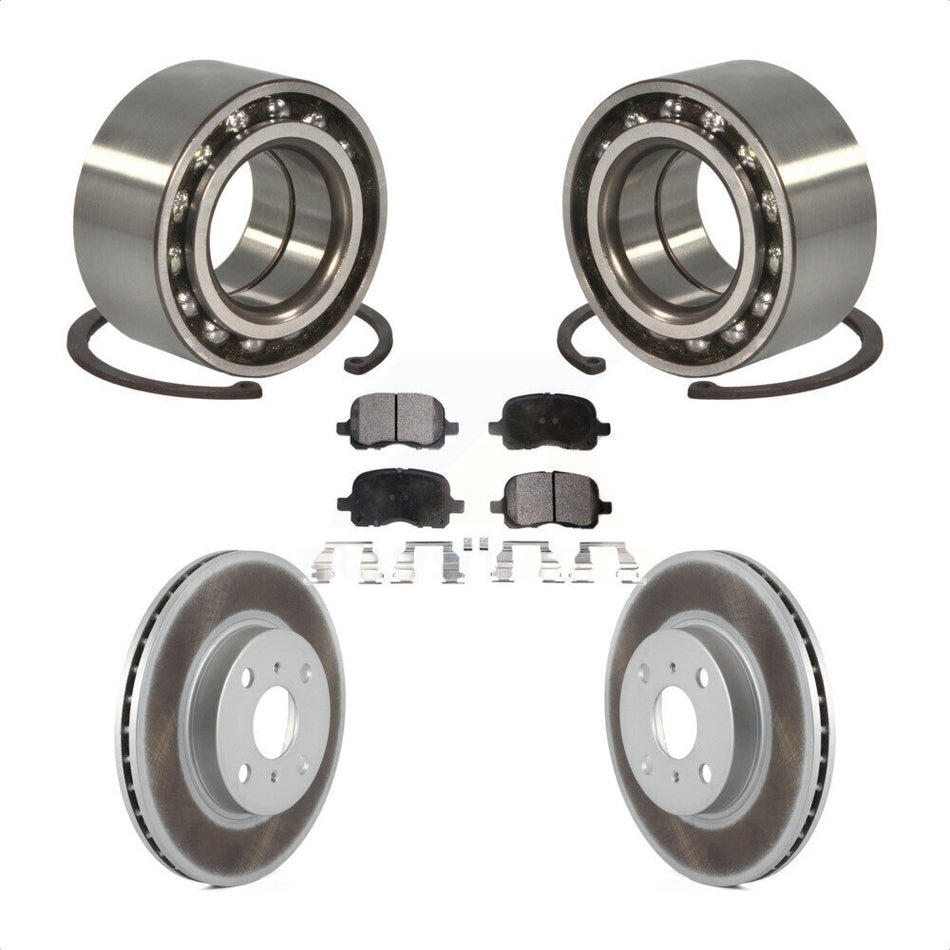 Front Wheel Bearing With Coated Disc Brake Rotors And Ceramic Pads Kit For 1998-2002 Toyota Corolla Chevrolet Prizm KBB-101859