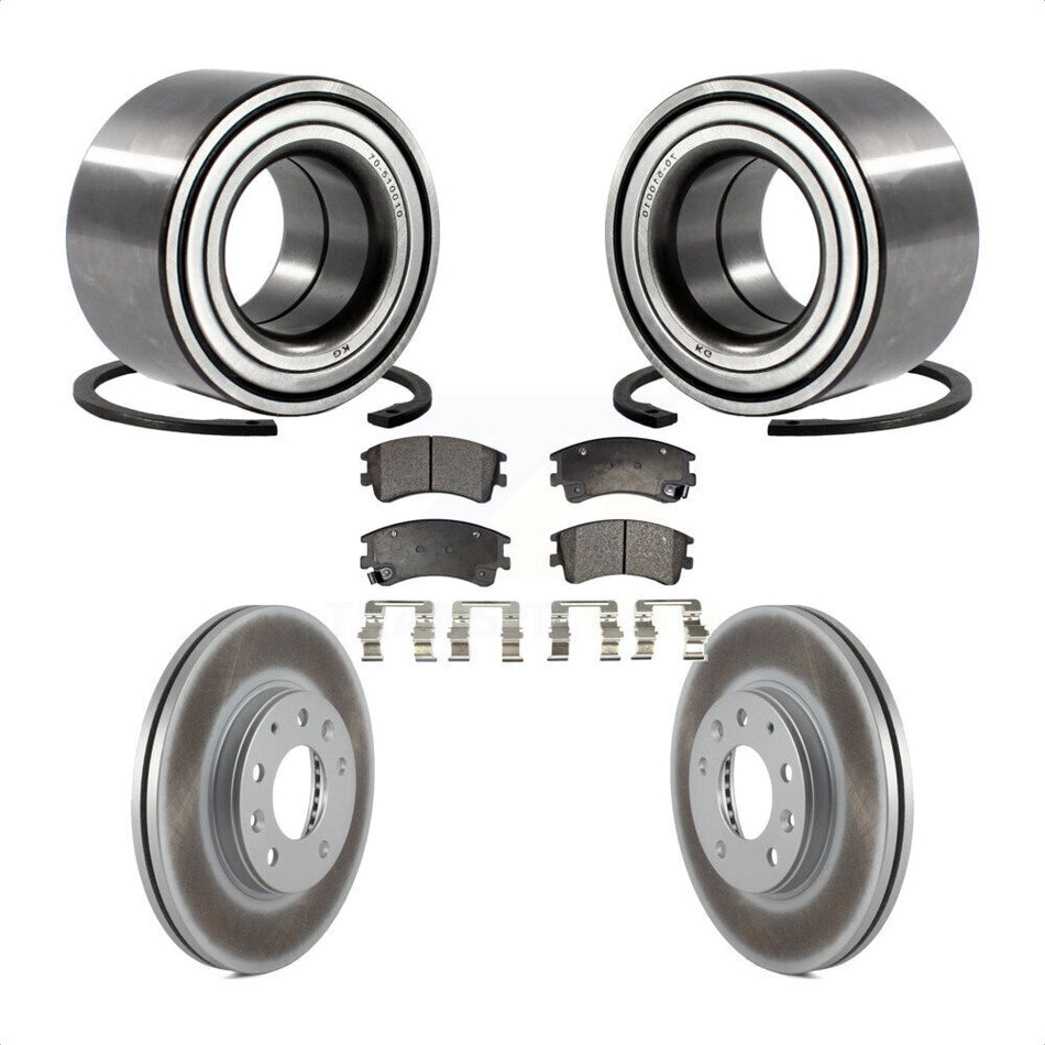 Front Wheel Bearing With Coated Disc Brake Rotors And Ceramic Pads Kit For 2003-2005 Mazda 6 KBB-101864