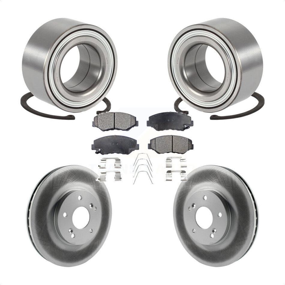 Front Wheel Bearing With Coated Disc Brake Rotors And Ceramic Pads Kit For 2003-2004 Honda Pilot KBB-101867