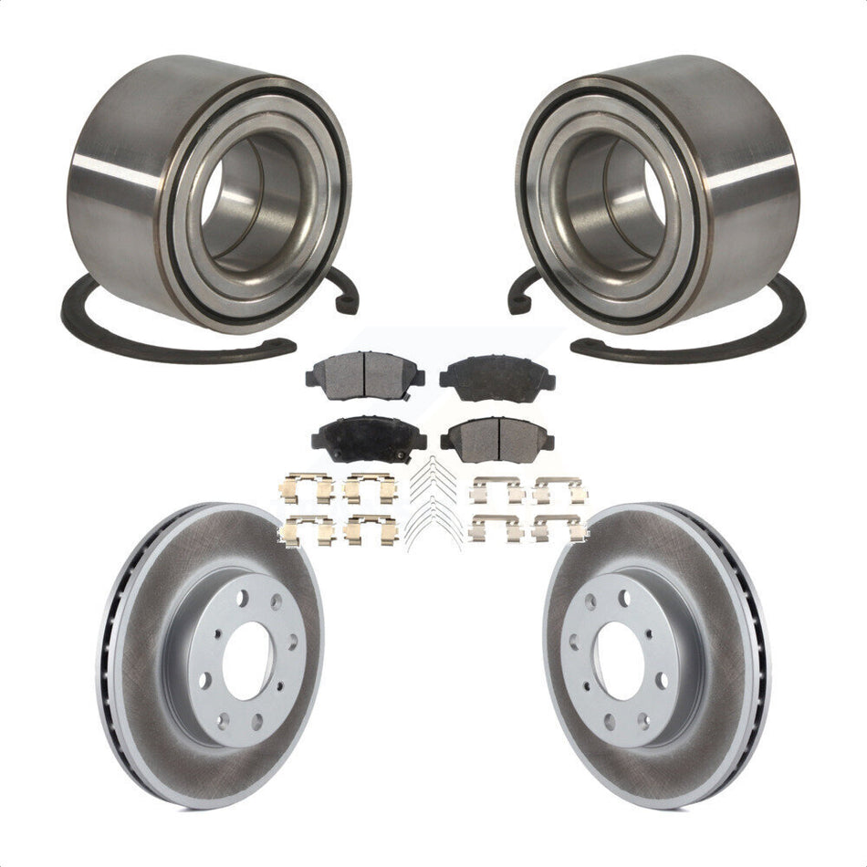 Front Wheel Bearing With Coated Disc Brake Rotors And Ceramic Pads Kit For Honda Civic KBB-101878