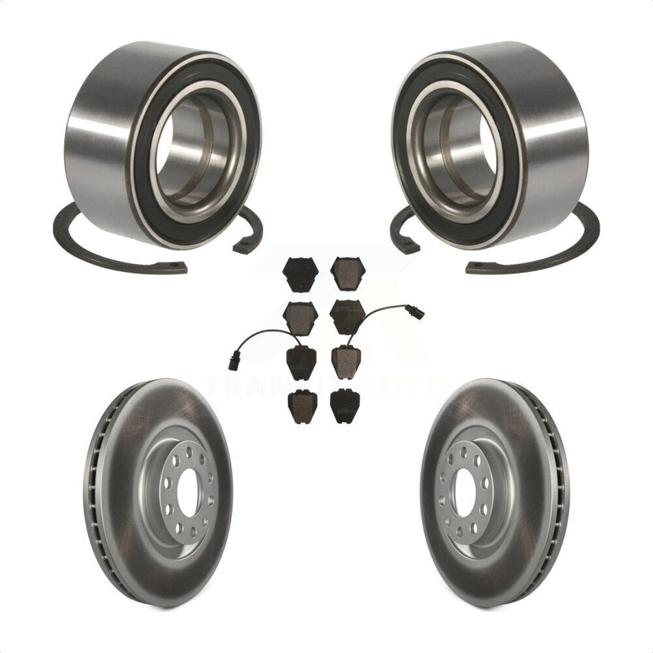 Front Wheel Bearing With Coated Disc Brake Rotors And Ceramic Pads Kit For 2000-2001 Audi A4 Quattro S4 KBB-101883