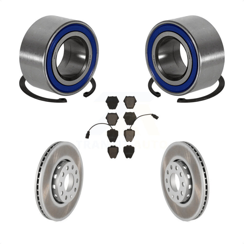 Front Wheel Bearing Coated Disc Brake Rotors And Pads Kit For 2002 Volkswagen Passat 1.8L KBB-101886