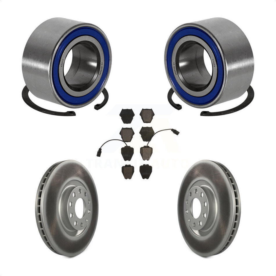 Front Wheel Bearing With Coated Disc Brake Rotors And Ceramic Pads Kit For 2000-2001 Audi A4 Quattro 320mm Diameter Rotor Turbocharged KBB-101888