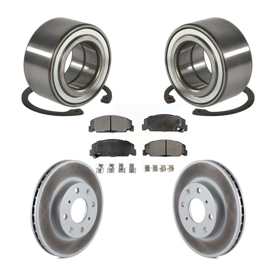 Front Wheel Bearing With Coated Disc Brake Rotors And Ceramic Pads Kit For Honda Civic KBB-101894